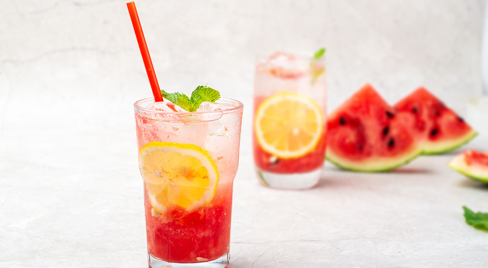 Image of a watermelon mojito with lemon
