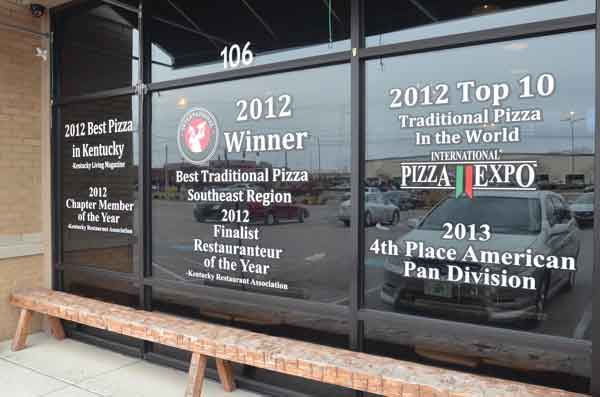 Lost River Pizzeria window marketing