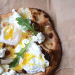 poached egg pizza, wild mushrooms