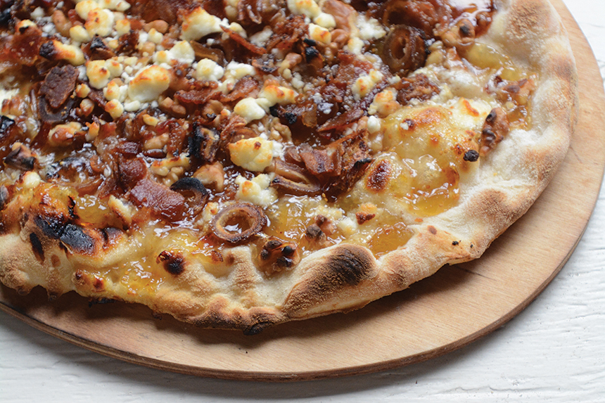 Date Night, pizza, dates, bacon, goat cheese, fig jam