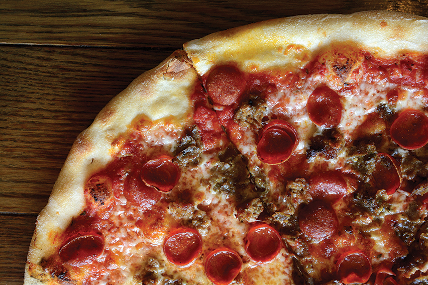 pepperoni and sausage pizza, regents pizzeria, la jolla, california, pizzeria, craft beer