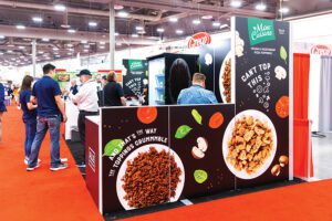 plant-based pizza toppings exhibitor at pizza expo in las vegas