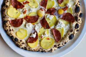 Quail Egg & Chorizo Pizza, tony's trending recipe, tony gemignani