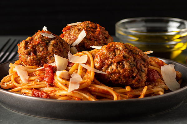 Fontanini meatballs on spaghetti 