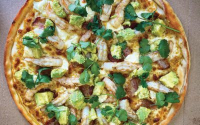 Mojo de Ajo Pizza with Shrimp and Bacon