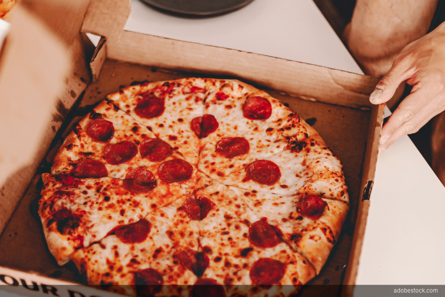 Image of a delivery pizza in the box