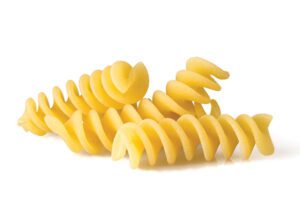 Fusilli, also a corkscrew-shaped pasta, it is a far contrast to cavatappi