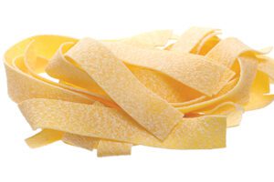 Pappardelle, long very broad and flat shaped pasta, similar to egg noodles