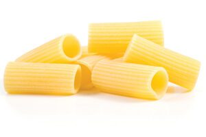 Rigatoni, pasta, much larger than penne or ziti