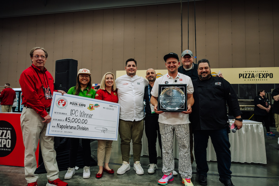 Mirko D’Agate, Executive Chef, Pizzeria No. 900, Montreal, Quebec, Canada, wins Pizza Napoletana Division at the International Pizza Challenge, International Pizza Expo, Las Vegas.