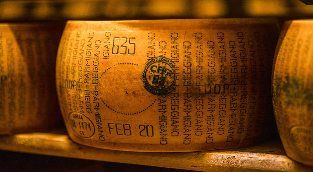 Image of a Pamigiano Reggiano cheese wheel