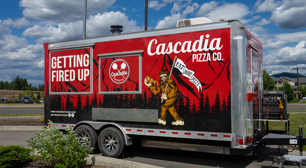 Image of a food truck trailer owned by Cascadia Pizza Co.