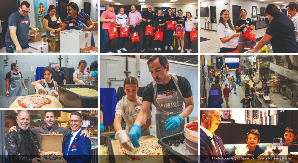 Collage of community impact by Spinato's Pizzeria