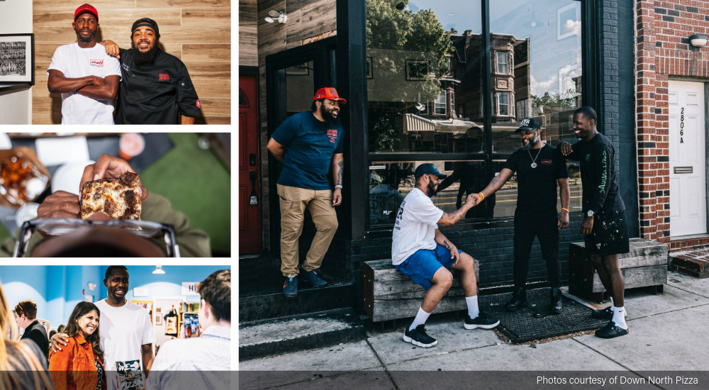 Collage of images from Down North Pizza