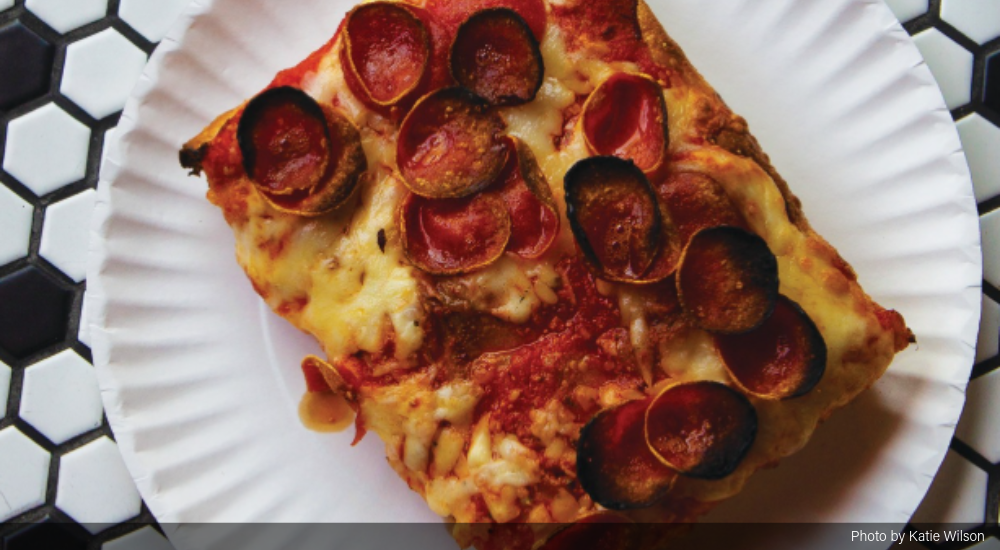 Image of a slice of pepperoni pizza
