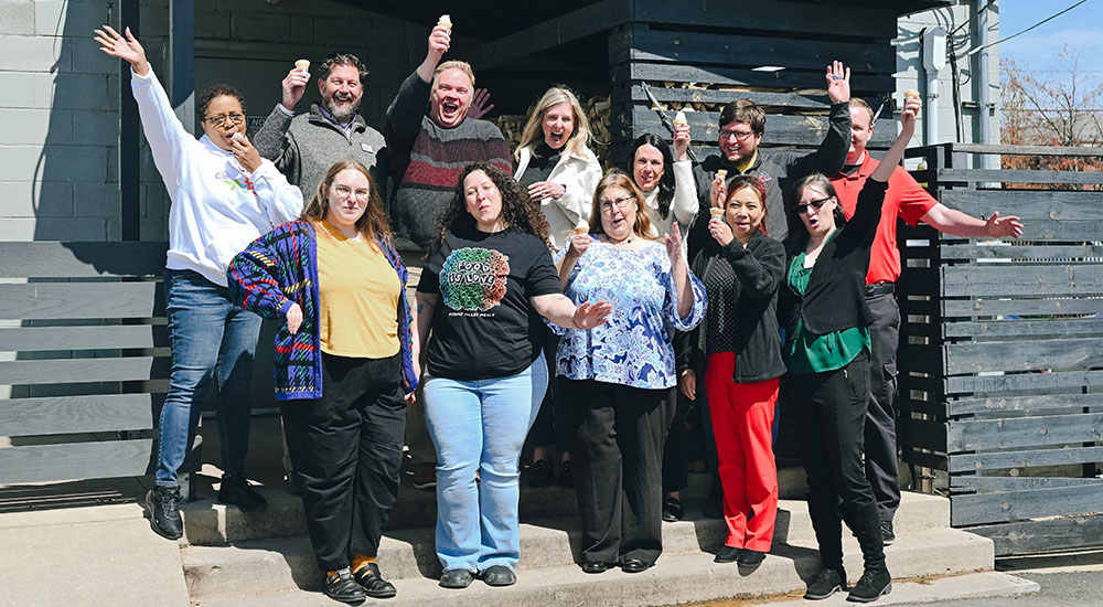 Old Scratch staff and Cones for a Cause grantees celebrate at the Cones for a Cause luncheon.