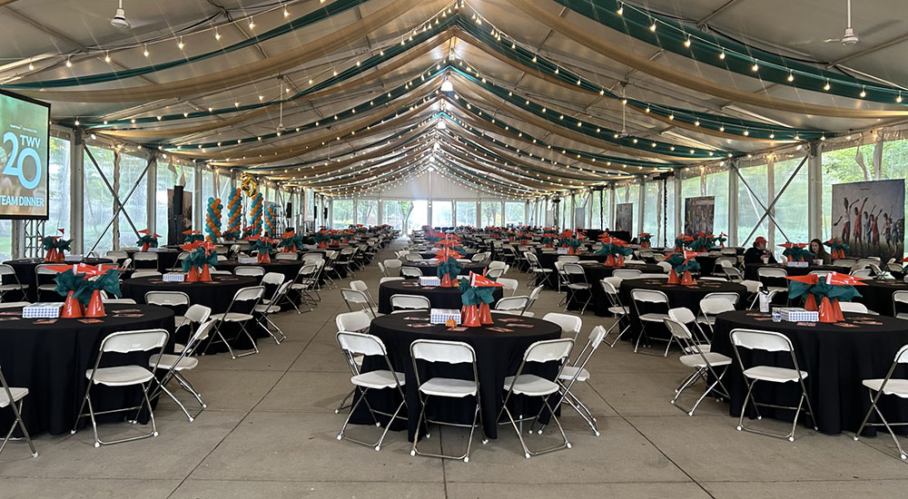Image of Team World Vision site at Millennium Park for the Chicago Marathon.