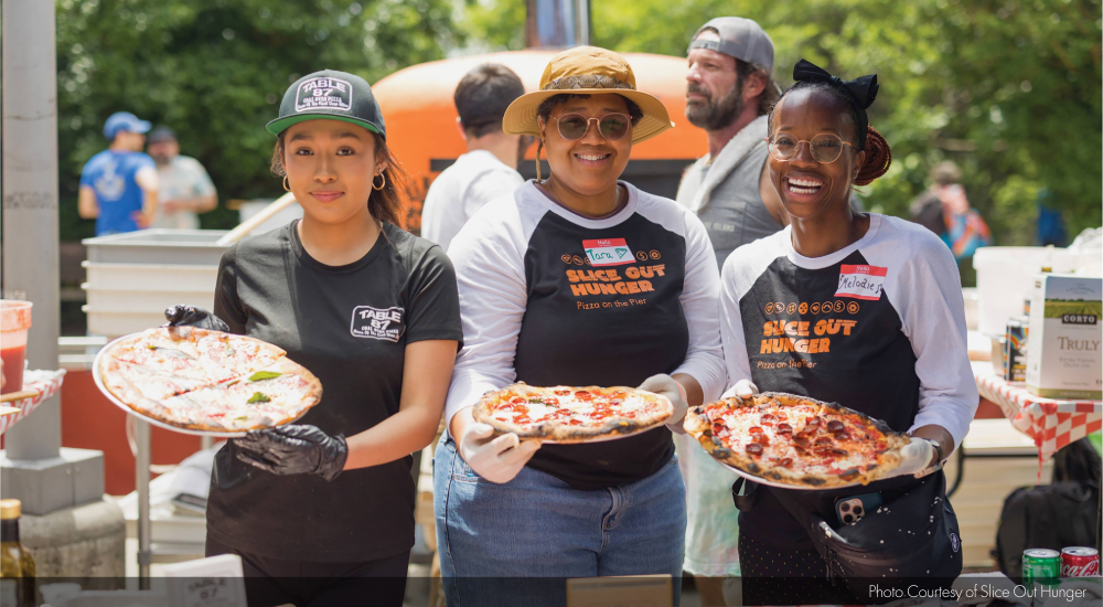 volunteering, pizza fundraisers, Slice Out Hunger