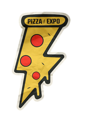 yellow bolt, Pizza Expo sticker