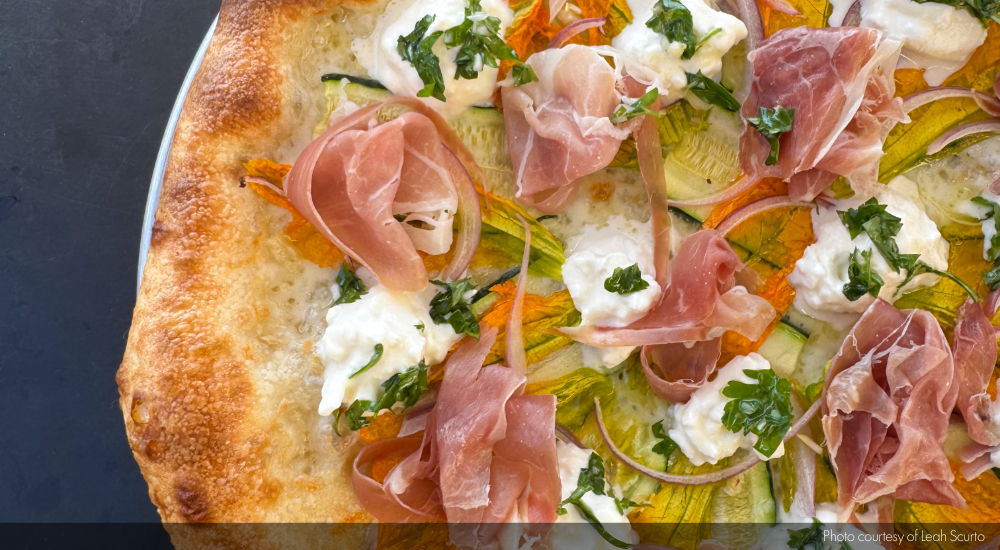 spring pizza recipe by Leah Scurto, owner and pizzaiola at PizzaLeah in Windsor, California