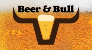 Image of Beer & Bull logo on top of beer bubbles and foam