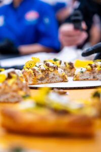 side view, Mirko D'Agata's winning pizza at the International Pizza Challenge at Pizza Expo in Las Vegas