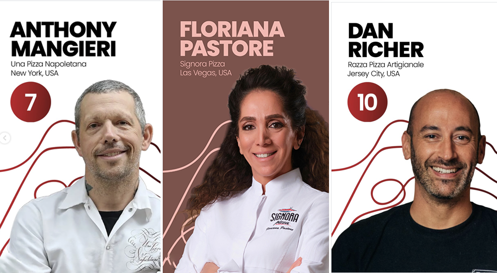 Image of Anthony Mangieri, Floriana Pastore and Dan Richer, all winners at The Best Pizza Awards 2026.