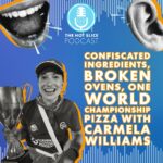 Image of podcast graphic promoting The Hot Slice episode featuring Carmela Williams.