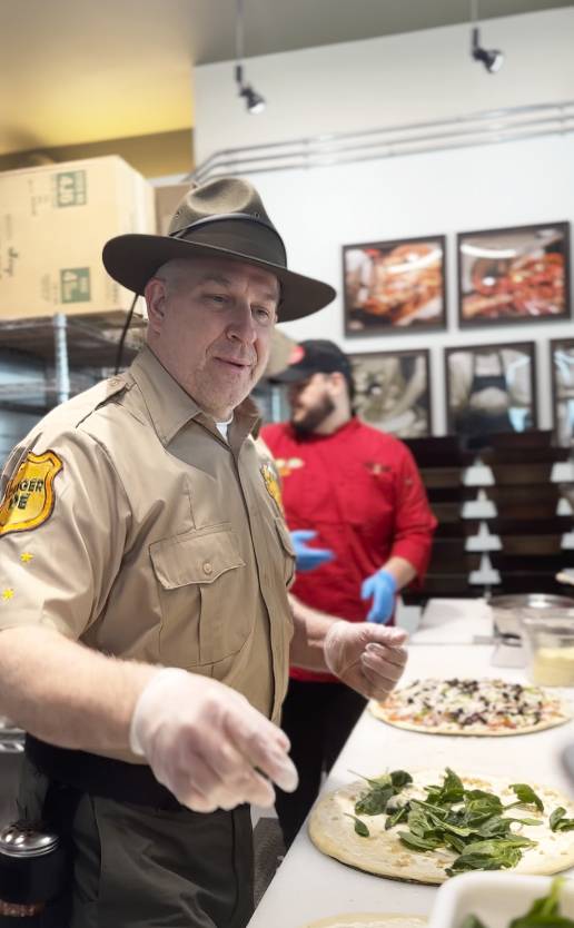 owner Joe Ledwidge, Ranger Joe's Pizza, Kalispell Montana, pizza place in Montana