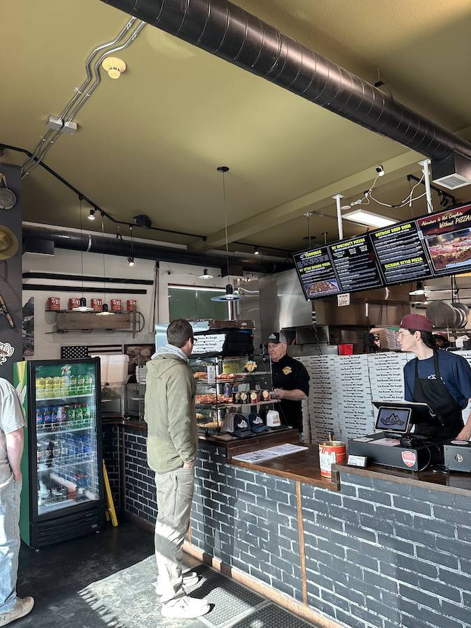 slice bar, pizzeria interior, Ranger Joe's Pizza, Kalispell Montana, pizza place in Montana